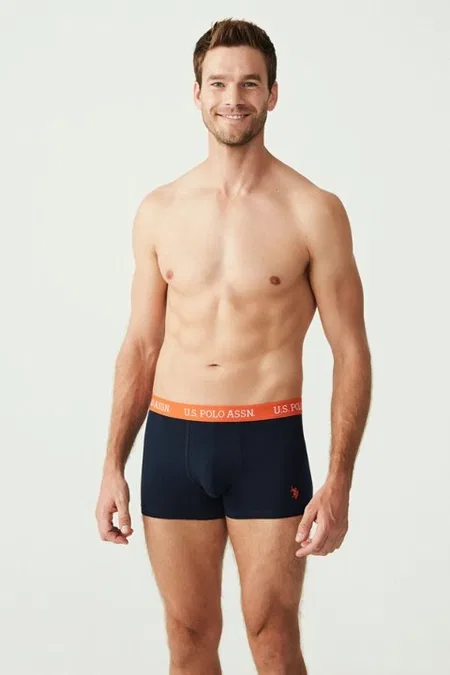 Pamuklu Esnek Bel Lastiği Kısa Paça Boxer U.S. Polo Assn. 80253 - Lacivert