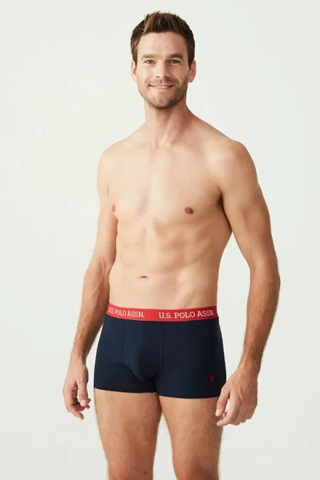 Pamuklu Esnek Bel Lastiği Kısa Paça Boxer U.S. Polo Assn. 80253 - Lacivert