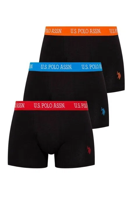 Pamuklu Esnek Bel Lastiği Kısa Paça Boxer U.S. Polo Assn. 80253 - Siyah