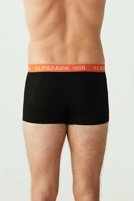 Pamuklu Esnek Bel Lastiği Kısa Paça Boxer U.S. Polo Assn. 80253 - Siyah