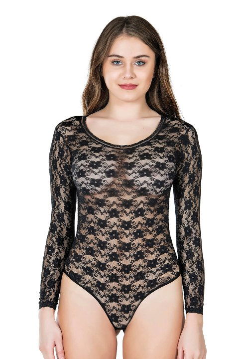 Dantel Detaylı Bisiklet Yaka Çıtçıtlı Body Derya Kurşun 327