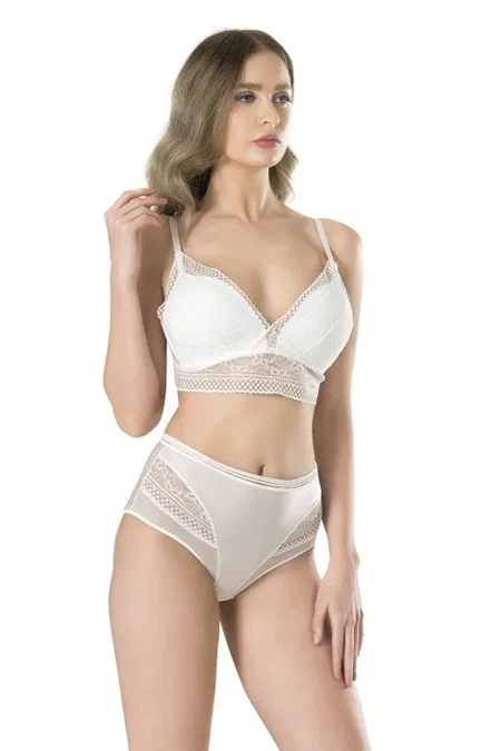 Dantelli Bralet Sütyen Takım Siyah Ekru Fabony 4020 - Ekru