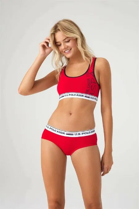 Balenli Dantel Detaylı Büstiyer Şort Takım Us. POLO Assn. 66255 - Kırmızı