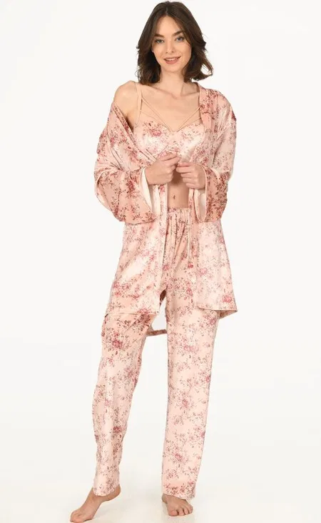 NBB Çiçek Desenli Kadife Pijama Takımı NBB 67203