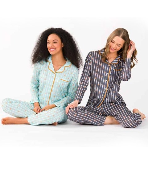 Yeni İnci Çizgili Uzun Kollu Düğmeli Pijama Takımı Yeni İnci 1748