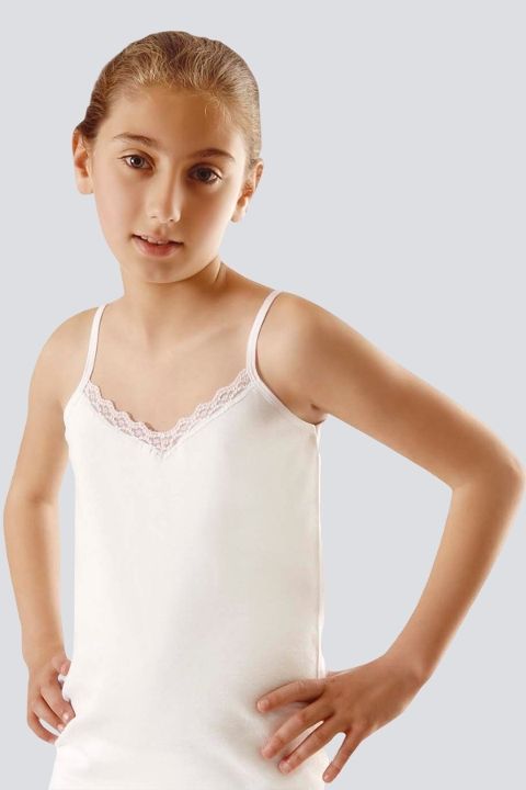 Pamuklu Dantelli İp Askılı Atlet 2'li Paket Türen 435 - Beyaz