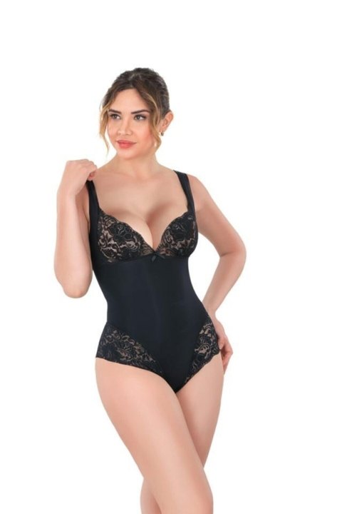 Dantelli Yüksek Bel Korse Emay 2947 - Siyah