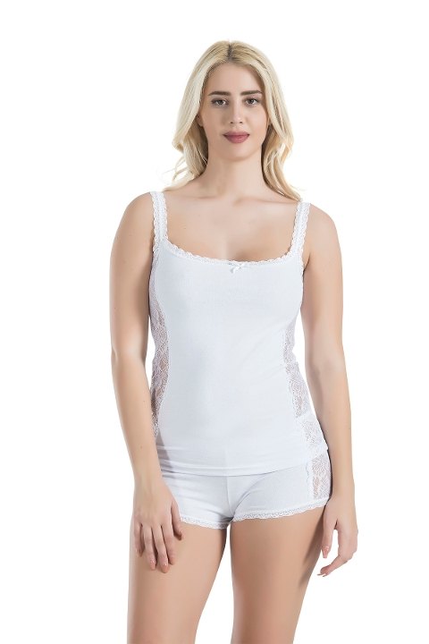 Dantelli Pamuklu Atlet Şort Takım Derya 057 - 2