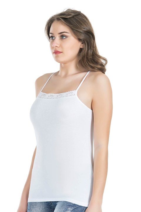 Dantelli Kadın Atlet Pamuklu Nefes Alabilir Derya 211 - Beyaz