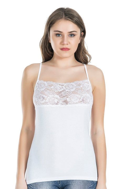 Yüksek Pamuklu Dantelli Kadın Atlet Derya 212