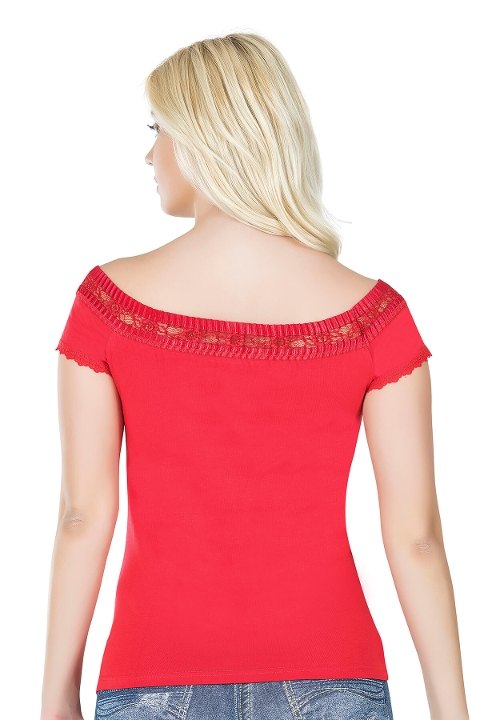 Dantel Detaylı Uzun Kollu Body Derya 259 - Kırmızı