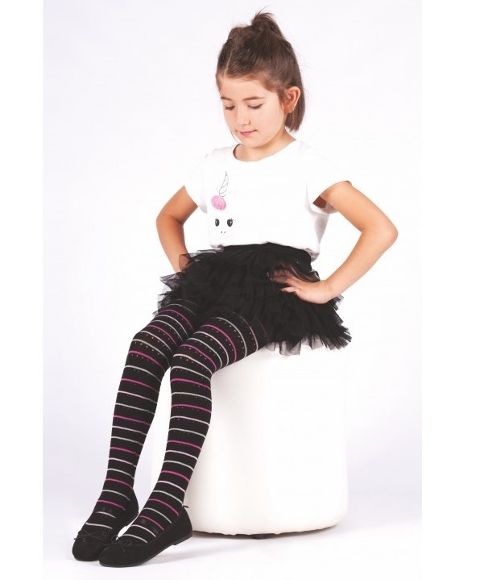 Yüksek Pamuklu Çocuk Külotlu Çorap Daymod 2123023 - Siyah Mix