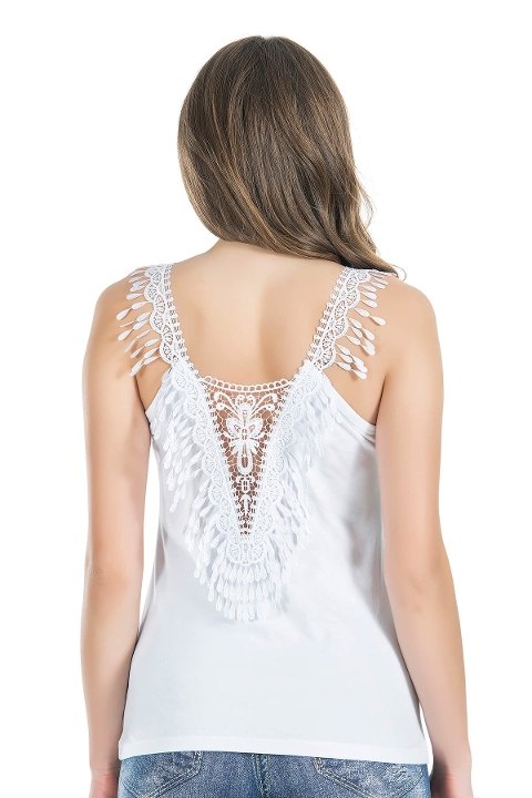 Derya Kurşun Pamuklu Dekolte Güpürlü Kadın Atlet Derya 178