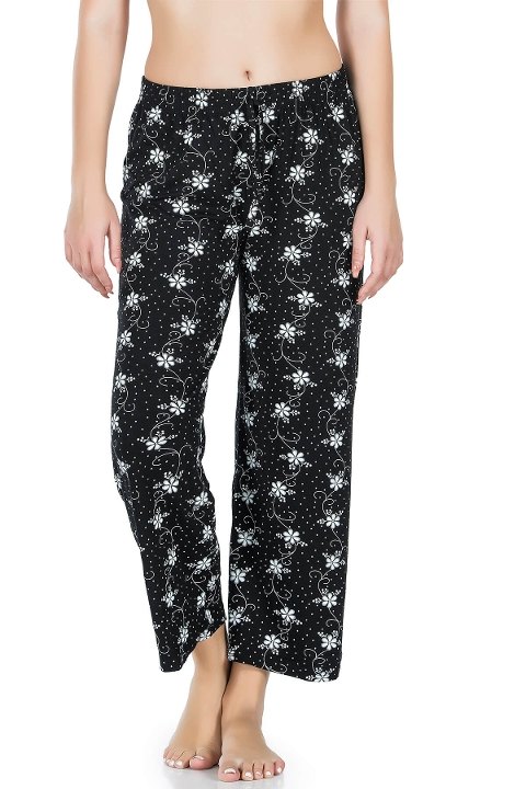 Desenli Geniş Paça Pantolon Hafif Kumaş Derya 025 - Siyah