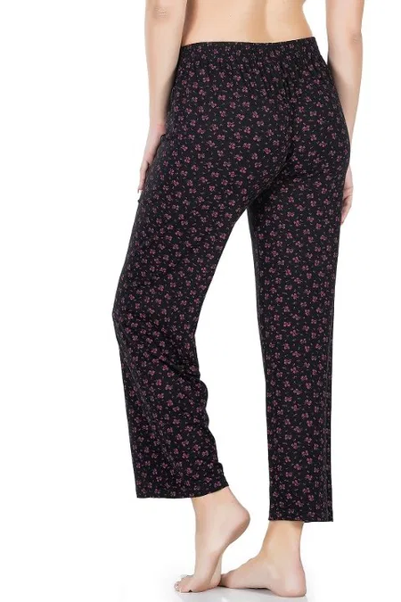 Desenli Geniş Paça Pantolon Derya 025 - Siyah