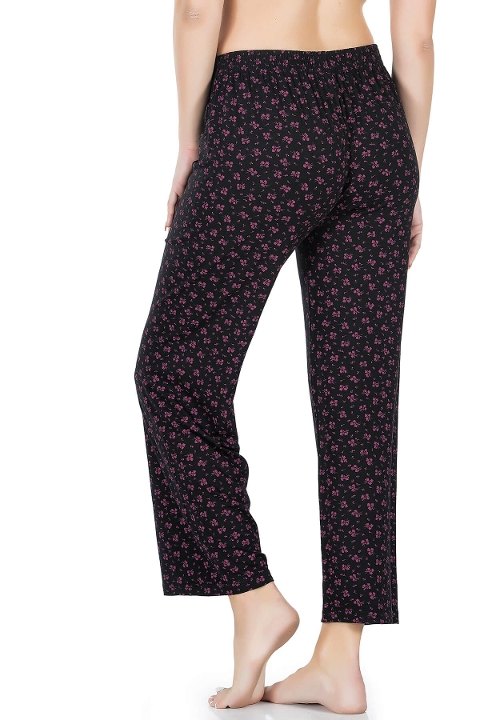 Desenli Geniş Paça Pantolon Derya 025 - Siyah
