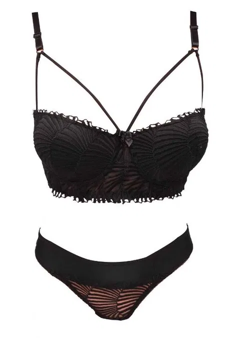 Destekli Bralet Sütyen Takımı Siyah Beyaz NBB 4742 - Siyah