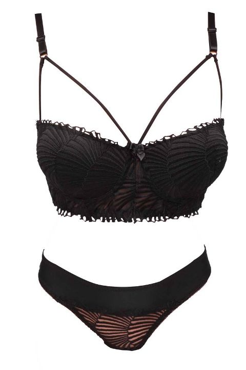 Destekli Bralet Sütyen Takımı Siyah Beyaz NBB 4742