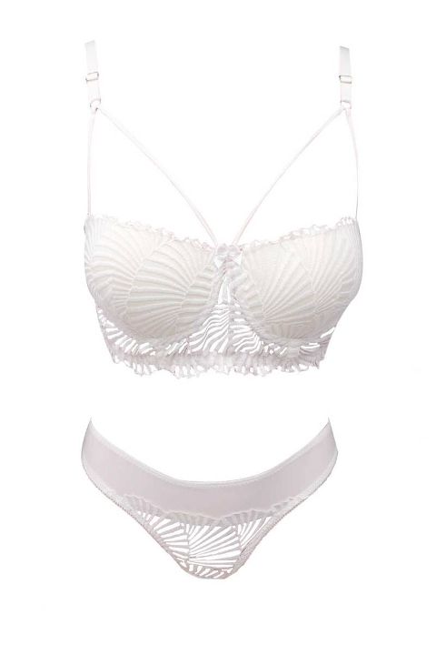 Destekli Bralet Sütyen Takımı Siyah Beyaz NBB 4742 - Beyaz