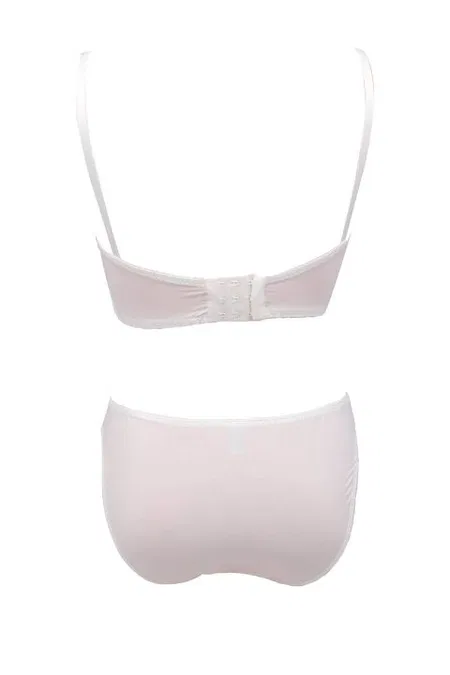 Destekli Bralet Sütyen Takımı Siyah Beyaz NBB 4742 - Beyaz