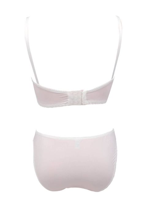 Destekli Bralet Sütyen Takımı Siyah Beyaz NBB 4742 - Beyaz