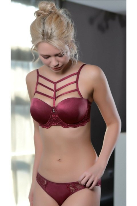 Destekli Push Up Sütyen Ve Külot Takımı Moonlight 318 - Bordo
