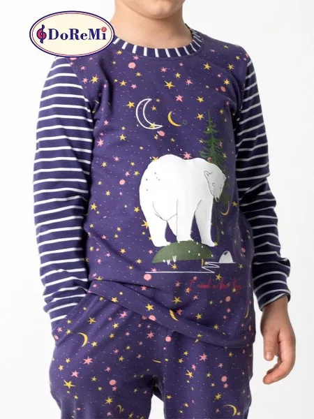 Gece Desenli Kız Çocuk Pijama Takımı DoReMi - Lacivert