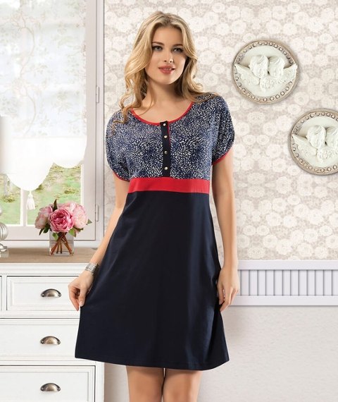 Nefes alan modal kumaş Düğmeli Kadın Tunik Derya 927 - Lacivert