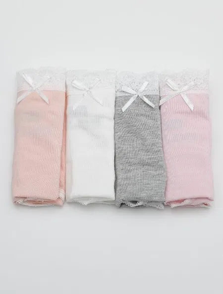Dantelli Yüksek Bel Külot 4'lü Paket Cotton Öztaş 2739 - Karışık