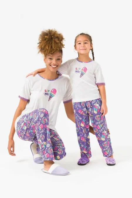 Yeni İnci Çiçek Desenli Viskon Kısa Kollu Kadın Pijama Takımı Yeni İnci 1688