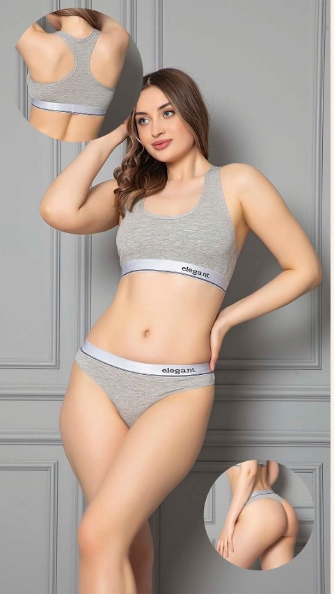Modal Pamuklu Dikişsiz Spor Sütyeni Ve String Külot Takım Öztaş 23001 - 2
