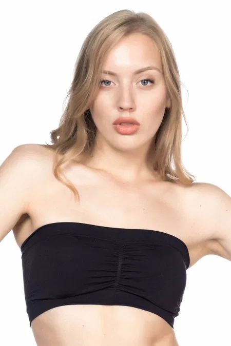 Dikişsiz Pedli Straplez Büstiyer Emay 4022 - Siyah