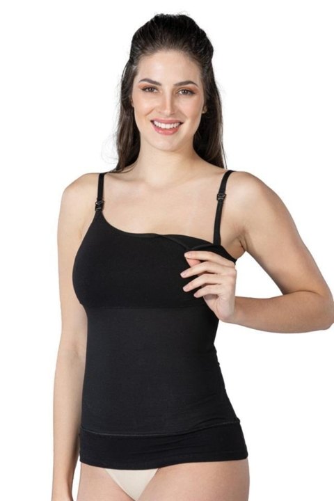 Çift Katmanlı Pamuklu Emzirme Atlet Korse Emay 1402 - Siyah