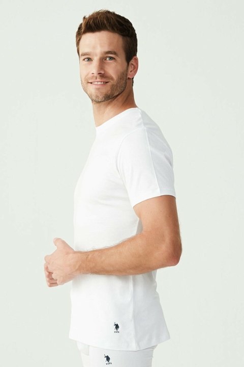 Pamuklu Esnek Kısa Kol Atlet Erkek Us. POLO Assn. 80197 - Beyaz