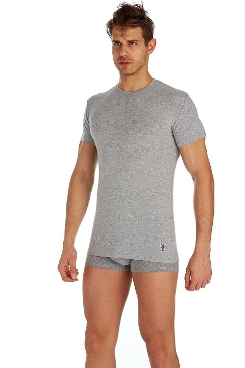 Pamuklu Esnek Kısa Kol Atlet Erkek Us. POLO Assn. 80197 - Gri
