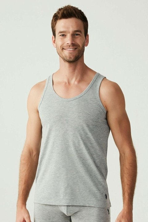 Pamuklu Ribana Askılı Erkek Atlet Us. POLO Assn. 80189 - Gri