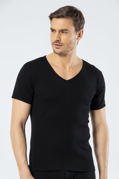 Pamuklu V Yaka Atlet 2'li Siyah Cacharel 1502