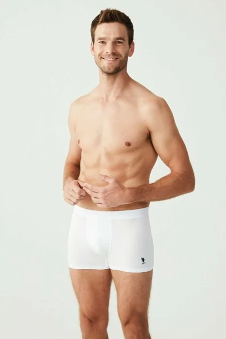 Pamuklu Modal Esnek Bel Boxer 3'lü Set Us. POLO Assn. 80173 - Beyaz
