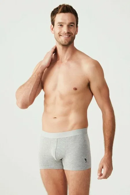 Pamuklu Modal Esnek Bel Boxer 3'lü Set Us. POLO Assn. 80173 - Gri