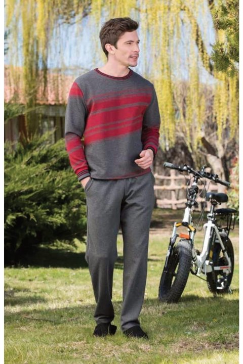 Yeni İnci Antrasit Uzun Kollu Pijama Takımı Yeni İnci 754