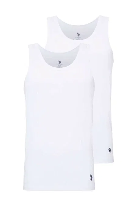 Pamuklu Ribana Kesim Erkek Atlet 2'li Paket Us. POLO Assn. 80188 - Beyaz