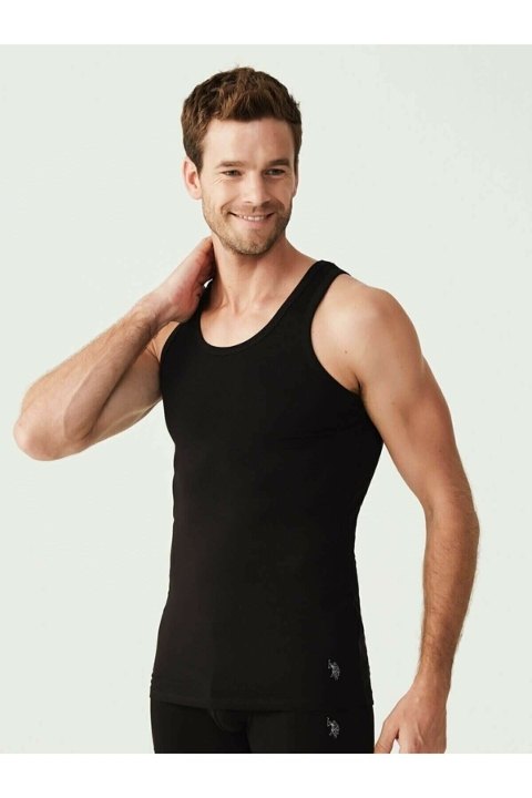 Pamuklu Ribana Kesim Erkek Atlet 2'li Paket Us. POLO Assn. 80188 - Siyah