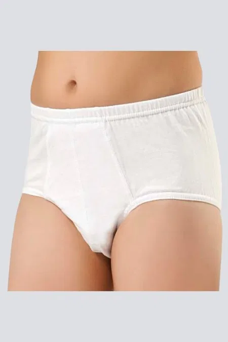 %100 Pamuklu Yumuşak Lastik Erkek Çocuk Slip 2'li Paket Türen 304 - Beyaz