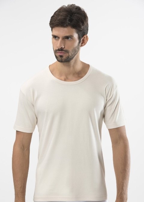 Pamuklu Uzun Boy O Yaka Erkek Atlet Türen 106 - Krem