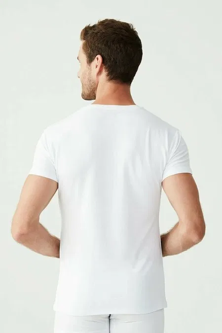 Pamuklu V Yaka Kısa Kol Erkek Atlet 2 Li Us. POLO Assn. 80194 - Beyaz