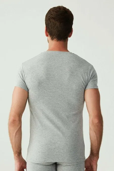Pamuklu V Yaka Kısa Kol Erkek Atlet 2 Li Us. POLO Assn. 80194 - Gri