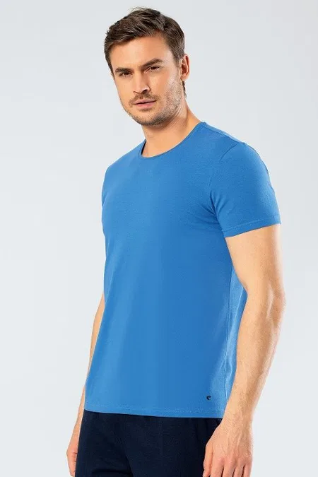 Likralı O Yaka T-shirt Erkek Atlet Cacharel 1331 - Saks