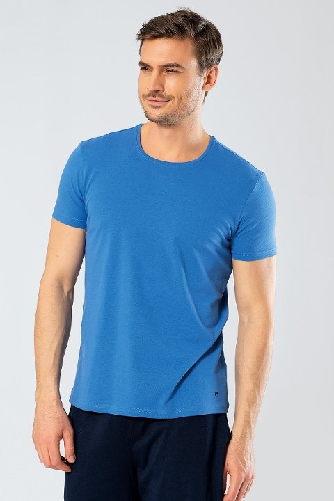 Likralı O Yaka T-shirt Erkek Atlet Cacharel 1331 - Saks