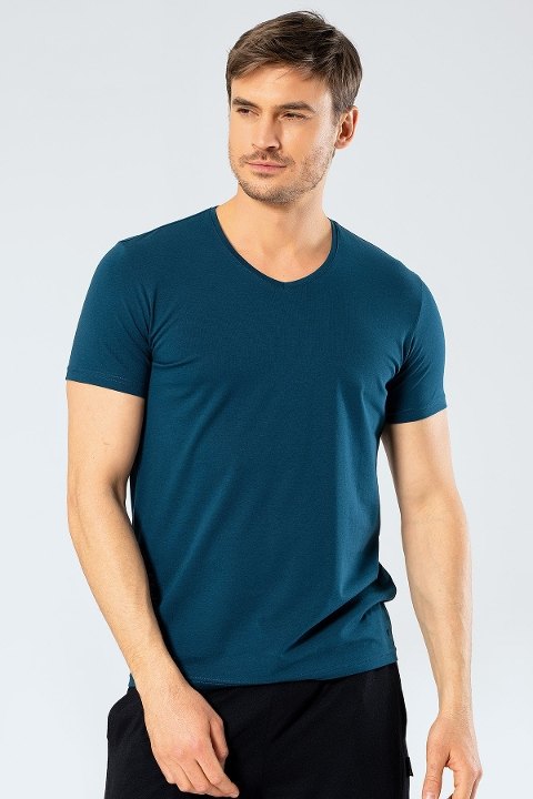 V Yaka Likralı Erkek Atlet Petrol Cacharel 1332 - Petrol