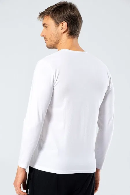 Pamuklu Uzun Kollu Erkek T-Shirt Cacharel 1333 - Beyaz